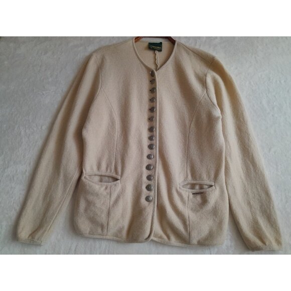 Vintage Geiger Austria 28/US Sz 6 Wool Winter Warm Ornate Button Jacket Cream - Picture 1 of 11